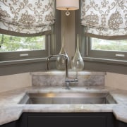 This kitchen was designed by Susan Brunstrum, Sweet countertop, home, interior design, kitchen, sink, tile, window, gray