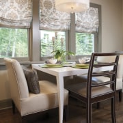 This kitchen was designed by Susan Brunstrum, Sweet chair, dining room, furniture, home, interior design, room, table, window, brown, gray