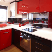 Another view of the kitchen. - Another view cabinetry, countertop, cuisine classique, interior design, kitchen, room, red, white