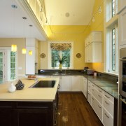 In character  kitchen by Laura Brooks Meyer ceiling, countertop, home, interior design, kitchen, real estate, room, gray, orange