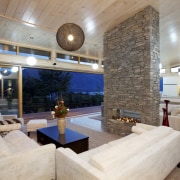 This home was designed and built by Lock ceiling, estate, interior design, living room, lobby, real estate, gray