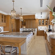 A view of the entire kitchen. - A countertop, cuisine classique, estate, interior design, kitchen, real estate, room, brown, gray