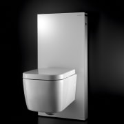 Seen here are the inwall cisterns from Geberit. angle, hardware, plumbing fixture, product, product design, toilet, toilet seat, black, gray