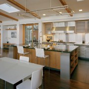 contemporary timber kitchen with granite benchtops and wooden ceiling, countertop, interior design, kitchen, gray, brown