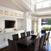 A view of the dining room. - A cuisine classique, dining room, interior design, kitchen, real estate, room, window, white