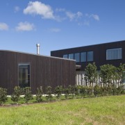 Ponting Fitzgerald-designed beach house - Ponting Fitzgerald-designed beach architecture, corporate headquarters, elevation, facade, home, house, property, real estate, shed, sky, teal