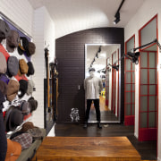 The spirit of 80s London is captured in interior design, room, structure, gray