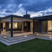 Lockwood Home built by Peter Richards - Lockwood architecture, backyard, estate, facade, home, house, lighting, mansion, orangery, property, real estate, residential area, roof, sky, villa, window, blue