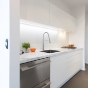 Holistic design by Yellowfox accentuates house and site countertop, home appliance, interior design, kitchen, major appliance, product design, gray, white