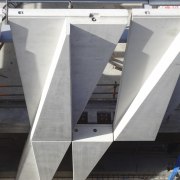 Wilco Precast manufactured and delivered a complex part architecture, facade, structure, gray, white, black