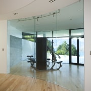 Glasshape also manufactured the cured toughened glass balustrading architecture, ceiling, daylighting, floor, flooring, glass, hardwood, house, interior design, laminate flooring, window, wood, wood flooring, gray