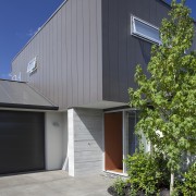 Contemporary new show home by David Reid Homes architecture, building, facade, home, house, real estate, residential area, siding, sky, gray