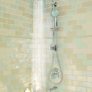 Grohe Retro-Fit Shower System - Grohe Retro-Fit Shower bathroom, ceramic, floor, interior design, plumbing fixture, room, shower, sink, tap, tile, wall, yellow