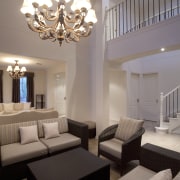 Transformation  reinvented residence by Graeme Alexander Homes ceiling, home, interior design, light fixture, lighting, living room, room, suite, gray