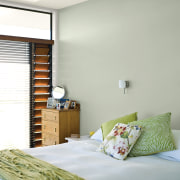 You can replicate the feature wall with Resene architecture, bed frame, bedroom, ceiling, home, interior design, room, suite, wall, window, window covering, wood, gray