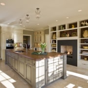Inviting family kitchen - by Rill Architects - cabinetry, countertop, cuisine classique, floor, flooring, interior design, kitchen, gray, orange