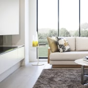 Winning recipe  Rawson Homes and celebrity chef coffee table, couch, floor, flooring, furniture, hearth, home, interior design, living room, table, window, white