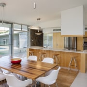 Despite the modest size of this kitchen, ample countertop, house, interior design, kitchen, property, real estate, gray