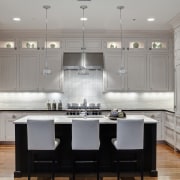 This new kitchen forms part of an office-apartment cabinetry, countertop, cuisine classique, floor, flooring, hardwood, interior design, kitchen, room, wood flooring, gray