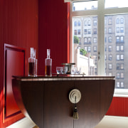 The bar, one of the more overtly Art furniture, home, interior design, living room, product design, room, table, red