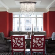 Height of refinement  the crystal chandelier in ceiling, chair, dining room, floor, flooring, furniture, home, interior design, living room, lobby, room, table, wall, window, gray