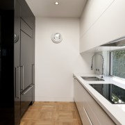 This kitchen, designed by Clive Champion, is in architecture, daylighting, home, house, interior design, property, real estate, room, white, black