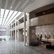 In the refurbishment of the ANZ Centre in ceiling, daylighting, interior design, lobby, gray