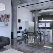 Strength of character  loft makeover by architect architecture, ceiling, interior design, loft, table, gray