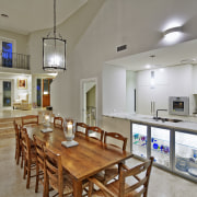 Tucked beneath a towering gum tree canopy, this countertop, interior design, kitchen, real estate, room, table, gray