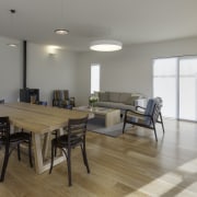 Raising the benchmark  myHomestar by NZGBC - dining room, floor, flooring, hardwood, house, interior design, laminate flooring, property, real estate, room, table, wood, wood flooring, gray