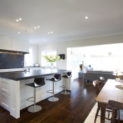 This classic kitchen by Robyn Labb offers modern countertop, flooring, interior design, kitchen, property, real estate, room, gray, white