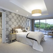High-spec show home  the Ridgeview by Harwood architecture, bed frame, bedroom, ceiling, estate, home, interior design, property, real estate, room, wall, window, gray