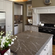 This traditional workspace is by Wonderful Kitchens cabinetry, countertop, cuisine classique, floor, flooring, hardwood, home, interior design, kitchen, room, wood flooring, gray, brown