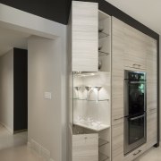 Pale woodgrain laminate kitchen by Belle Kitchen - furniture, interior design, gray