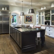 Pièce de résistance by Design Galleria - Pièce cabinetry, countertop, cuisine classique, flooring, hardwood, interior design, kitchen, room, wood flooring, gray, black