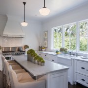 A steeply pitched gable roof and traditional detailing countertop, cuisine classique, home, interior design, kitchen, real estate, room, window, gray