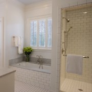 A steeply pitched gable roof and traditional detailing bathroom, daylighting, floor, flooring, home, interior design, plumbing fixture, real estate, room, sink, tile, window, gray