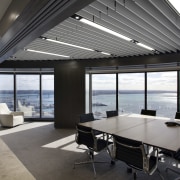 The ANZ Centre refurbishment was undertaken by Warren architecture, ceiling, daylighting, house, interior design, real estate, window, black, gray