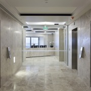 The ANZ Centre refurbishment was undertaken by Warren ceiling, floor, flooring, interior design, lobby, gray