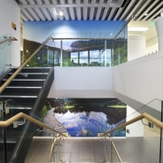 The ANZ Centre refurbishment was undertaken by Warren architecture, building, daylighting, glass, interior design, stairs, gray, black