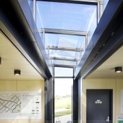 Four containers were linked to create this innovative architecture, ceiling, daylighting, house, interior design, real estate