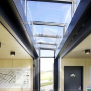 Four containers were linked to create this innovative architecture, ceiling, daylighting, house, interior design, real estate