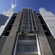 Keeping up appearances  cladding by Metal Design architecture, brutalist architecture, building, city, commercial building, condominium, corporate headquarters, daylighting, daytime, downtown, facade, headquarters, landmark, line, metropolis, metropolitan area, mixed use, residential area, sky, skyscraper, structure, tower, tower block, urban area, black, blue