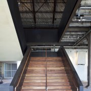 Quantity surveyor Maltbys work on Shed 10 - architecture, building, daylighting, glass, handrail, house, roof, stairs, structure, window, wood, black