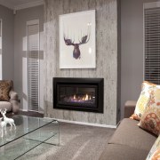 Best of both worlds  Jalcon Homes - fireplace, floor, flooring, hearth, home, home appliance, interior design, living room, room, wood burning stove, gray