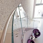 Tempershield® curved toughened glass from Glasshape was specified floor, plumbing fixture, product, product design, purple, gray