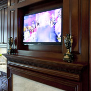 Now you see it, now you dont. A display device, entertainment, furniture, home, interior design, red