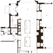 A large addition has increased the size of area, design, diagram, drawing, floor plan, font, line, plan, product design, residential area, structure, white