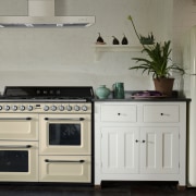 The 90cm-wide Victoria is also available in an cabinetry, countertop, cuisine classique, furniture, home appliance, kitchen, kitchen appliance, kitchen stove, major appliance, room, gray