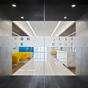 A compressed entry heightens the sense of arrival architecture, ceiling, daylighting, floor, interior design, lobby, office, product design, gray, black
